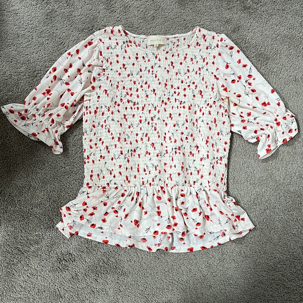 Poppy print peplum blouse